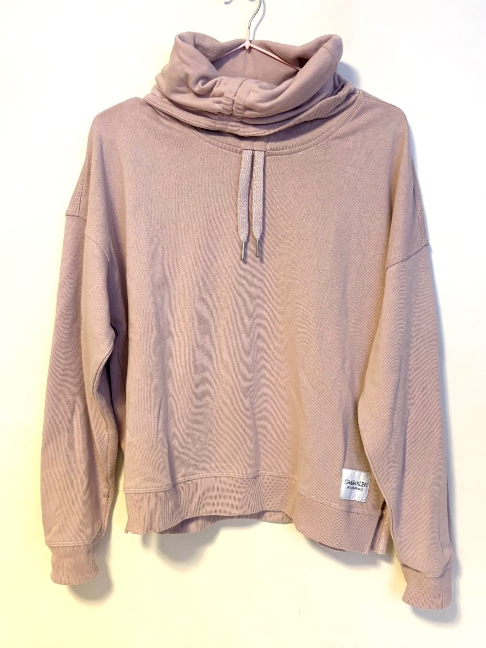 Calvin Klein Performance Cowl Mock Neck Pullover Sweater Light Pink Womens M